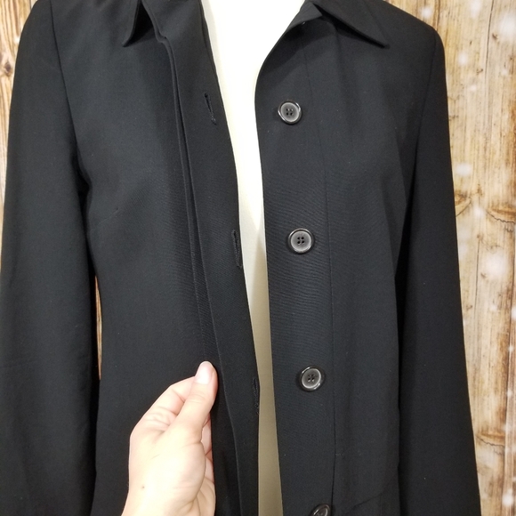 VTG Mark Eisen Collection Made In Italy Women's Sz 4 Black Long Button Up Blazer - Picture 8 of 14